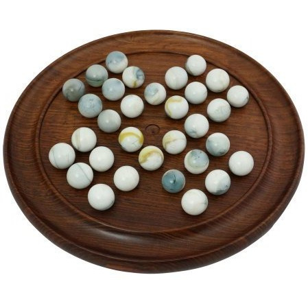 Winmaarc Handmade Games Solitaire Board In Wood With Glass Marbles