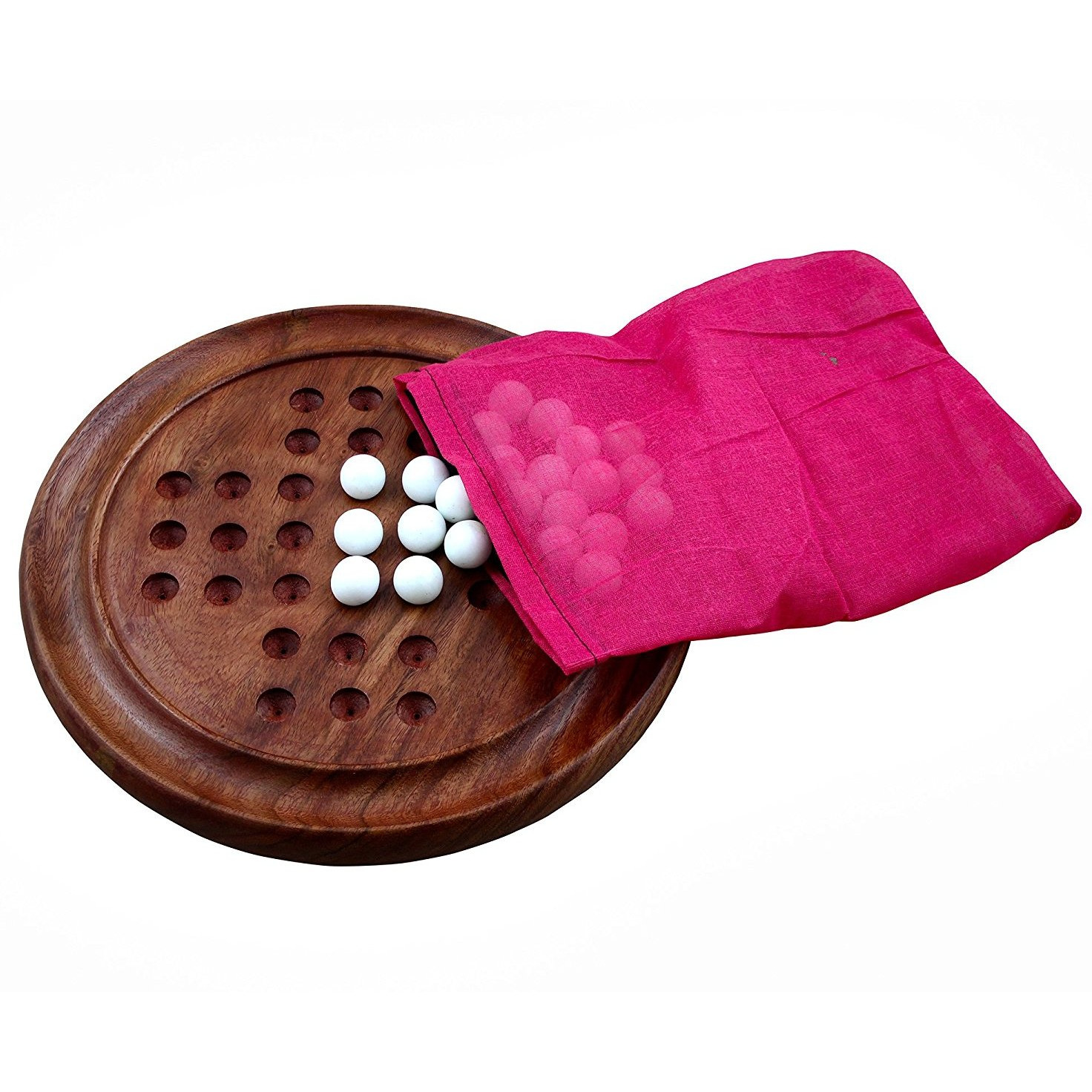 Winmaarc Handmade Games Solitaire Board In Wood With Glass Marbles