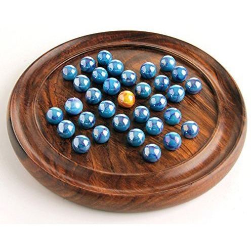 Winmaarc Handmade Games Solitaire Board In Wood With Glass Marbles