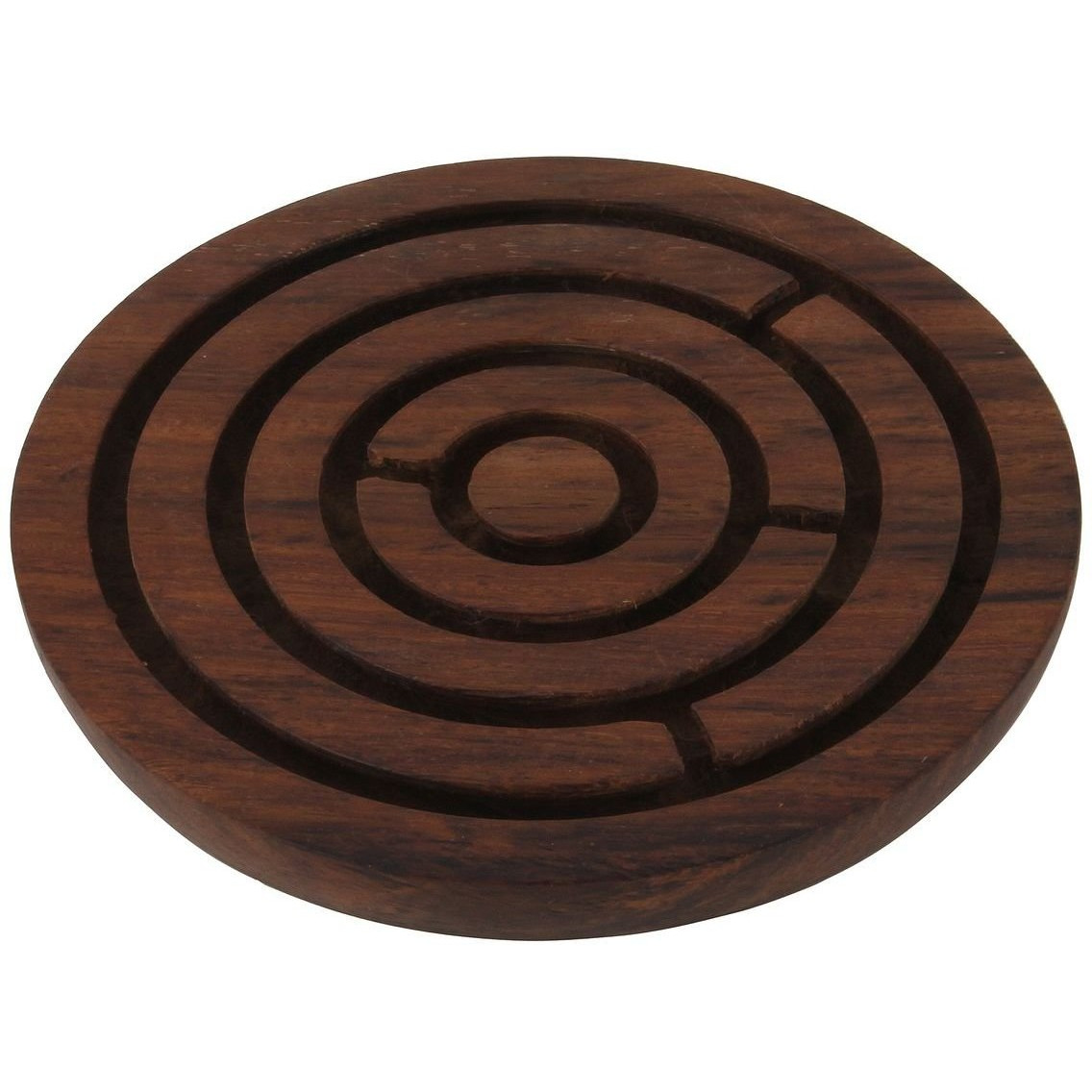 Winmaarc Labyrinth Board Game Round Wooden 5 Inches Brown