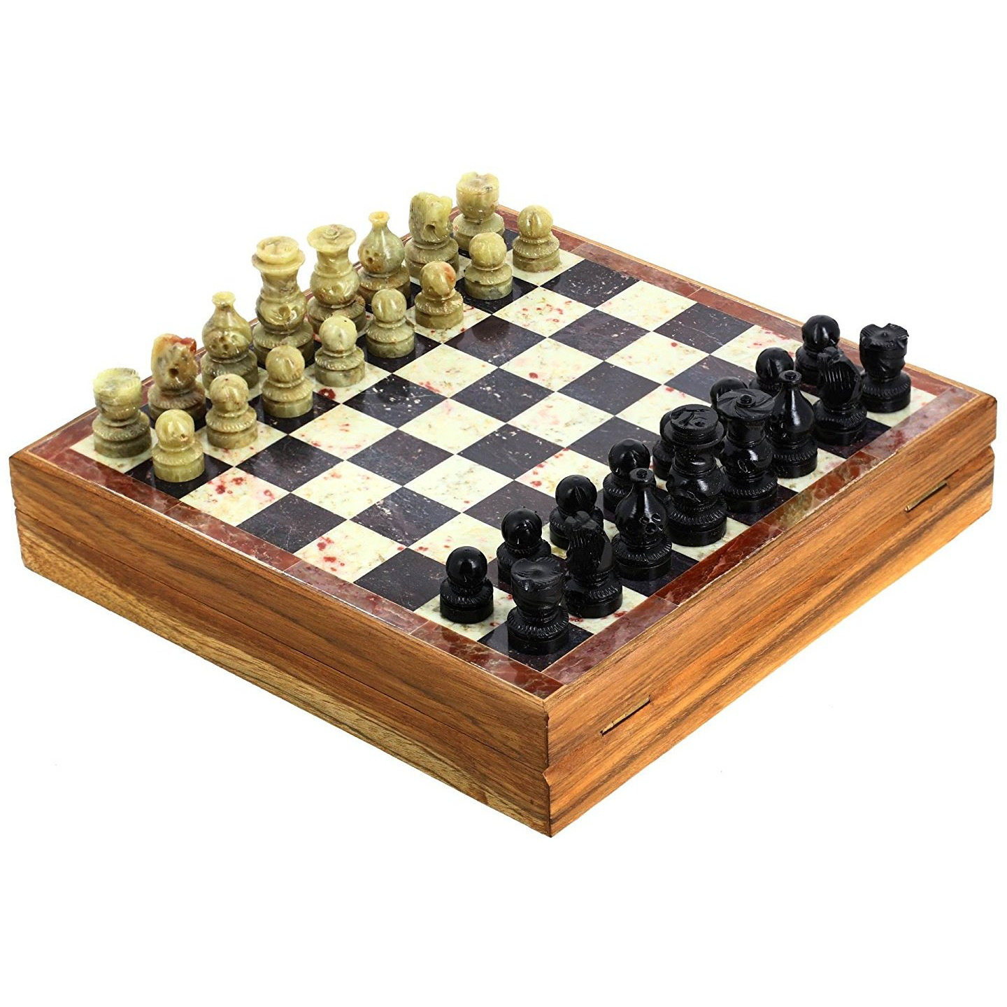 Winmaarc Rajasthan Stone Art Unique Chess Sets and Board -Indian Handmade Unique Gifts -Size 8X8 Inches