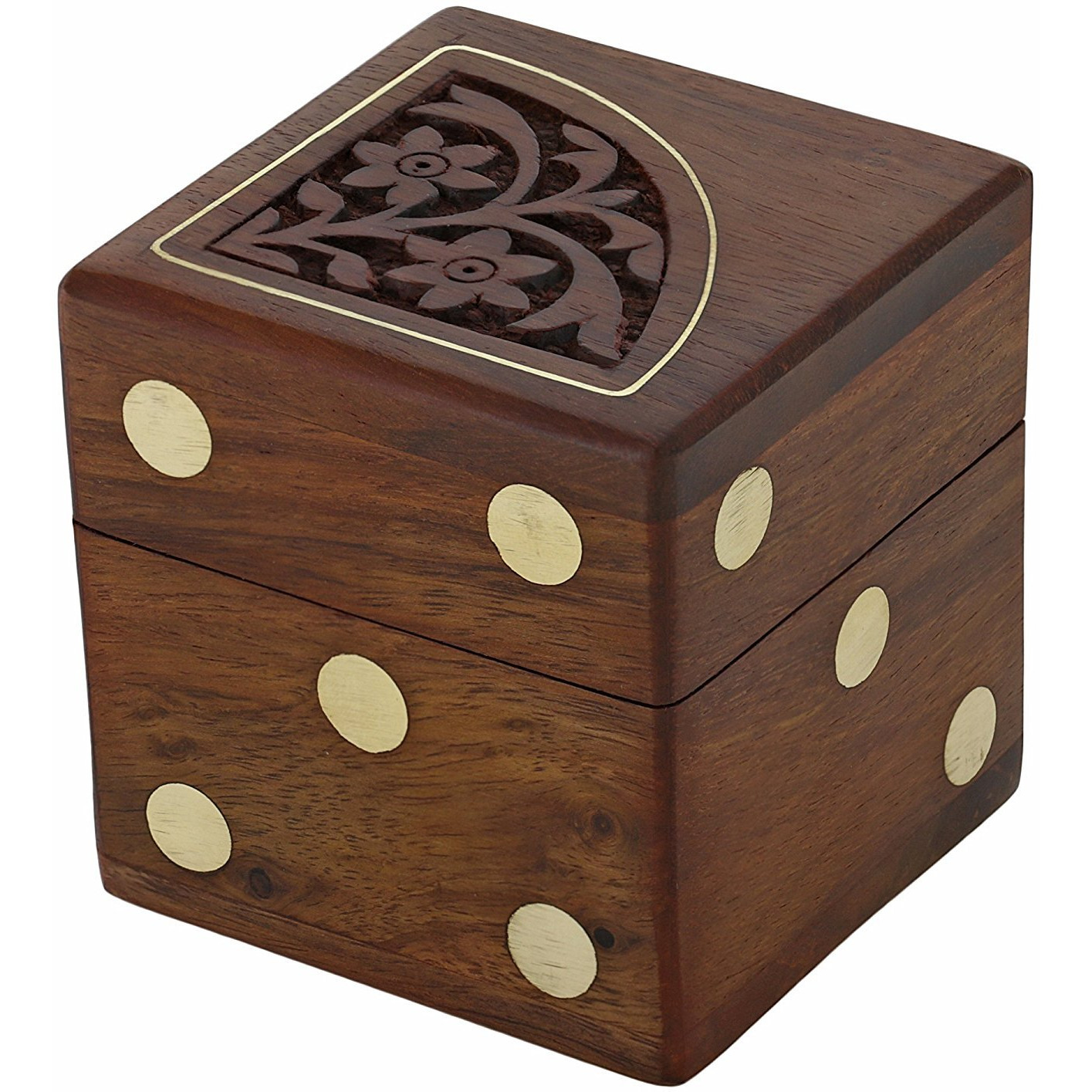 Winmaarc Dice Game Set with Decorative Storage Box Includes 5 Wooden Dice