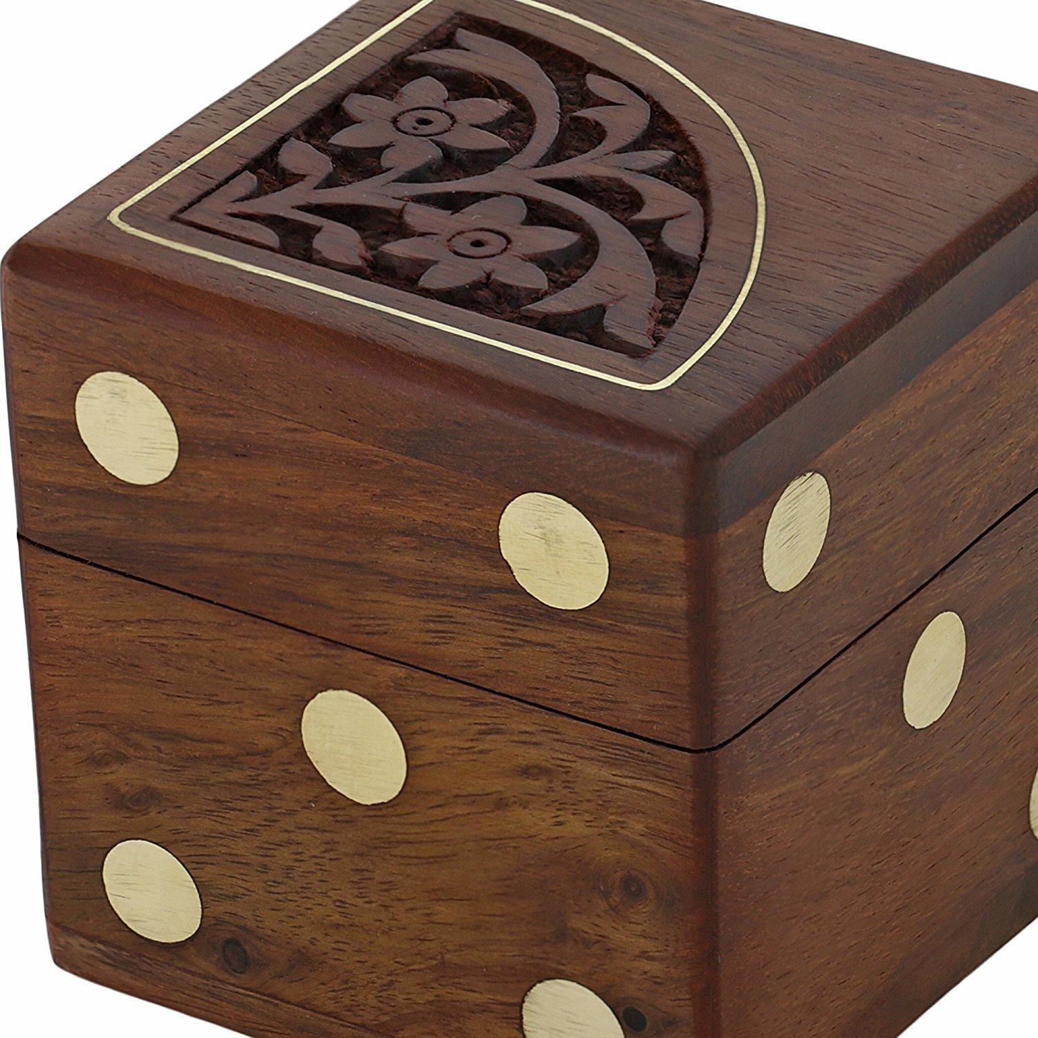 Winmaarc Dice Game Set with Decorative Storage Box Includes 5 Wooden Dice