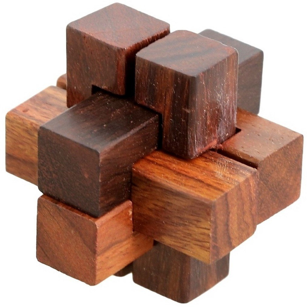 Winmaarc Handmade Wooden IQ Teaser Puzzle Magic Games Interlock Notch Sticks 2X2X2 Inch For Children Unique Kids Gifts