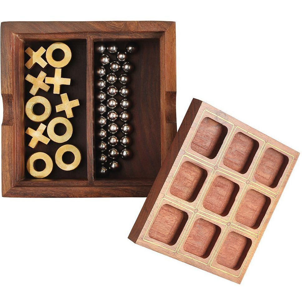 Winmaarc Handmade Wooden Game Box Wooden Travel Board Game