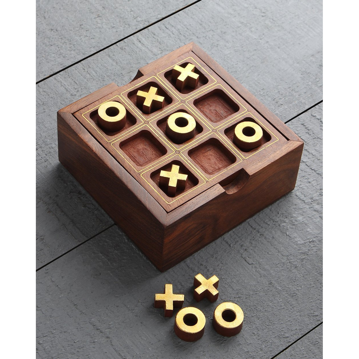 Winmaarc Handmade Wooden Game Box Wooden Travel Board Game