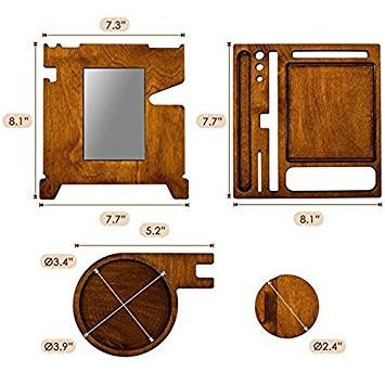 Winmaarc Wooden Docking Station, Desk organizer For Smartphone, Tablet, Watch, Wallet, Shades, Keys Coins, Handmade Mens Christmas Gift