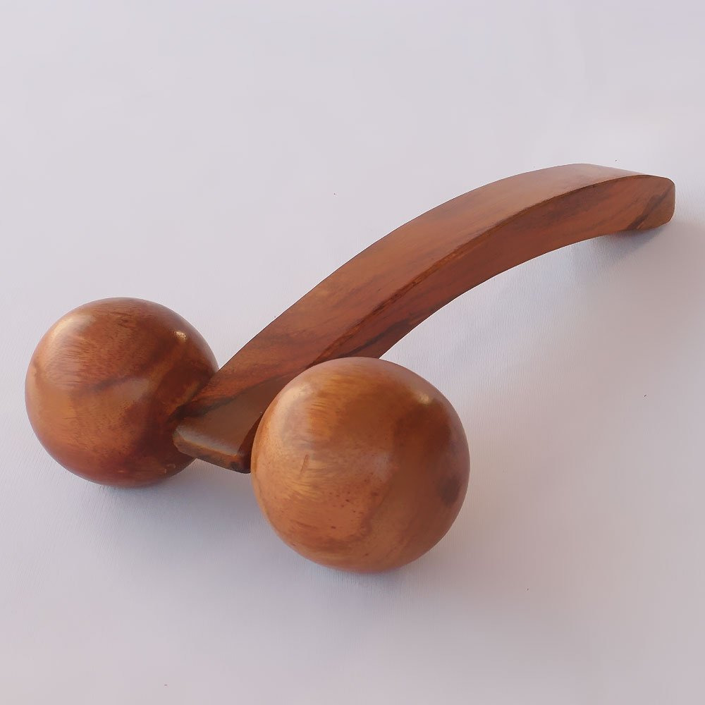 Wooden Body Massager, Foot & Back Acupressure Roller Pain Relief Massager with Long Handle, Wooden Roller Massager
