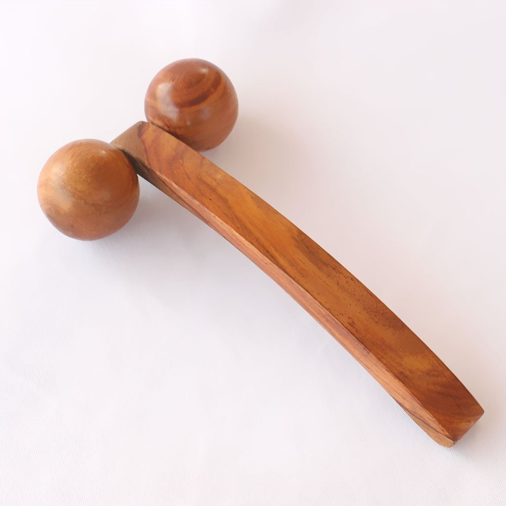 Wooden Body Massager, Foot & Back Acupressure Roller Pain Relief Massager with Long Handle, Wooden Roller Massager