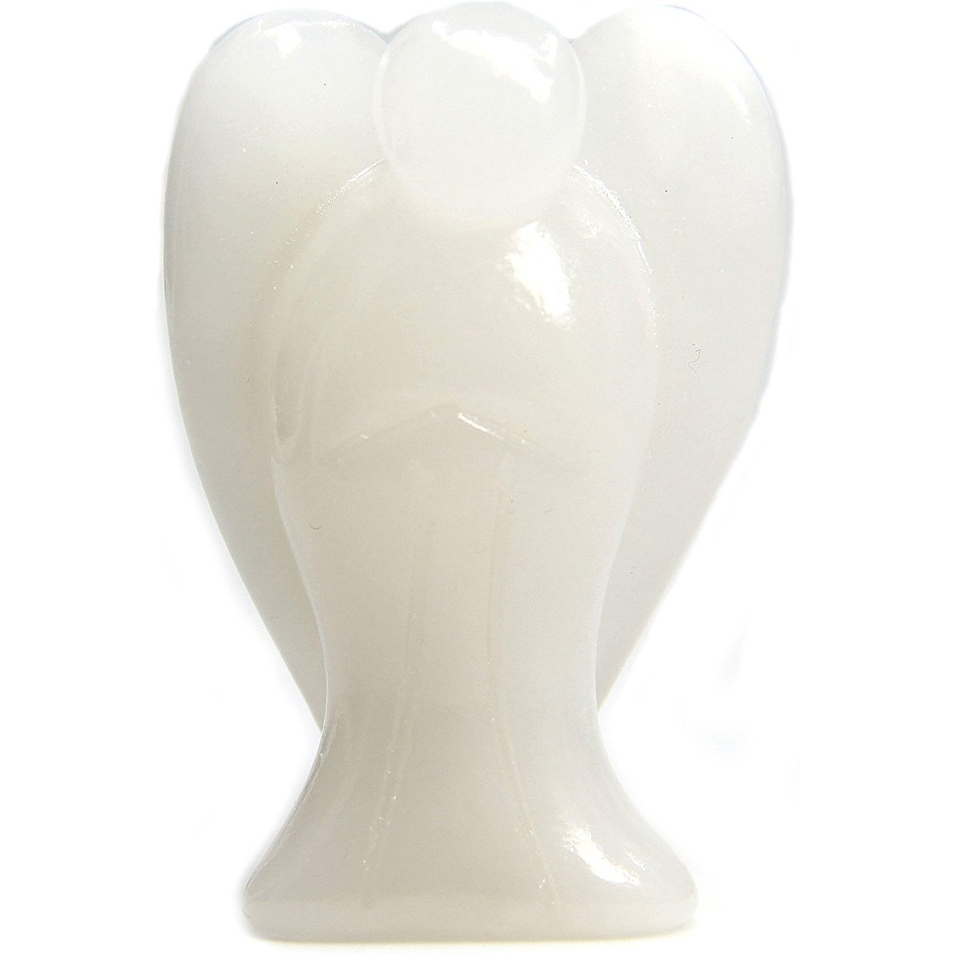 Winmaarc White Jade Crystal Carved Angel Gemstone Figurine Spritual Angel Reiki Healing