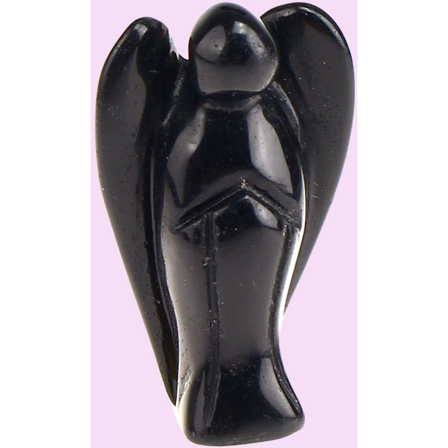 Winmaarc Hand Carved Angel Reiki Black AgatePsychic Gemstone Guardian Spiritual Stone