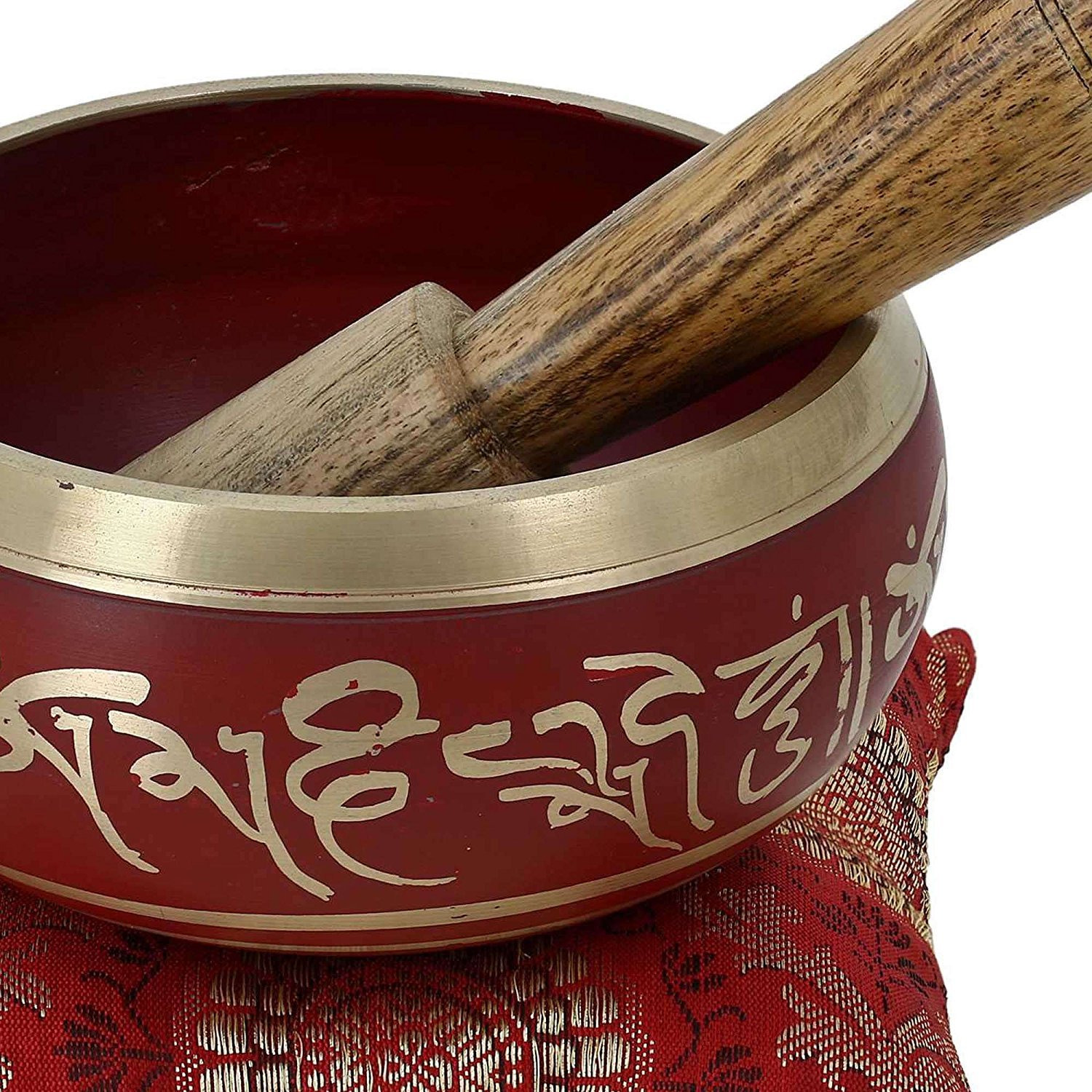 Winmaarc Hand Painted Metal Tibetan Buddhist Singing Bowl Musical Instrument for Meditation with Stick and Cushion 4