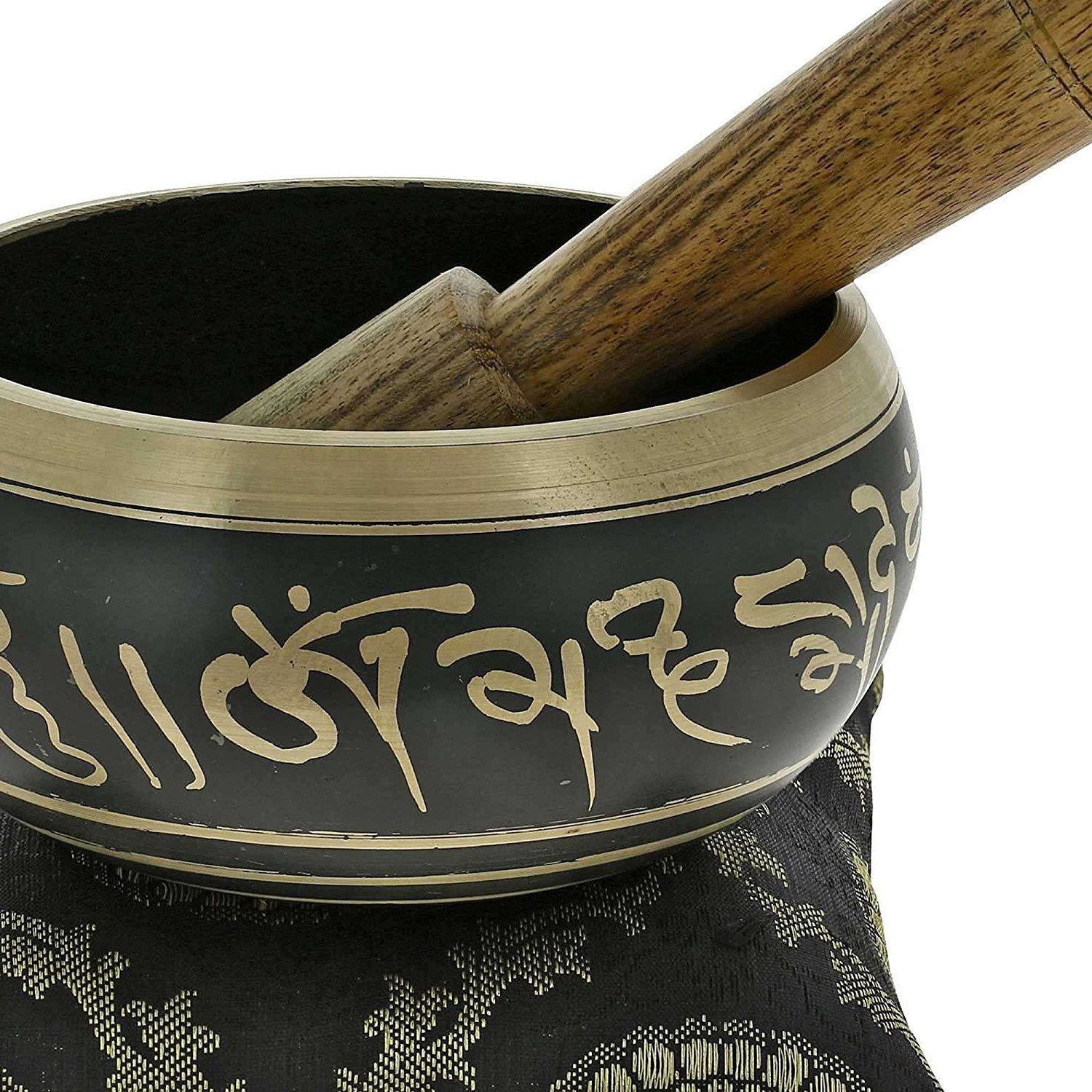 Winmaarc Hand Painted Metal Tibetan Buddhist Singing Bowl Musical Instrument for Meditation with Stick and Cushion 4