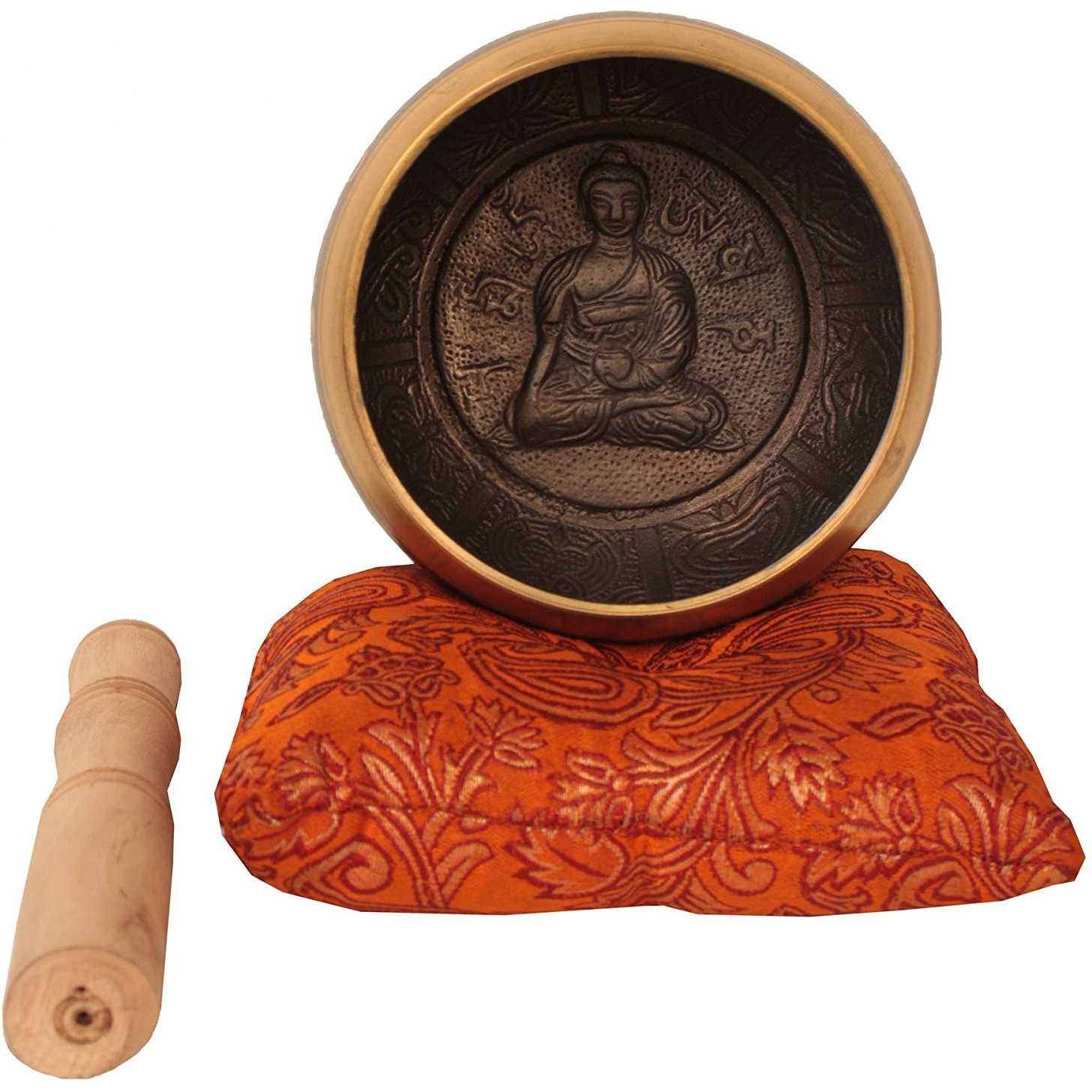 Winmaarc Hand Painted Metal Tibetan Buddhist Singing Bowl Musical Instrument for Meditation with Stick and Cushion 4