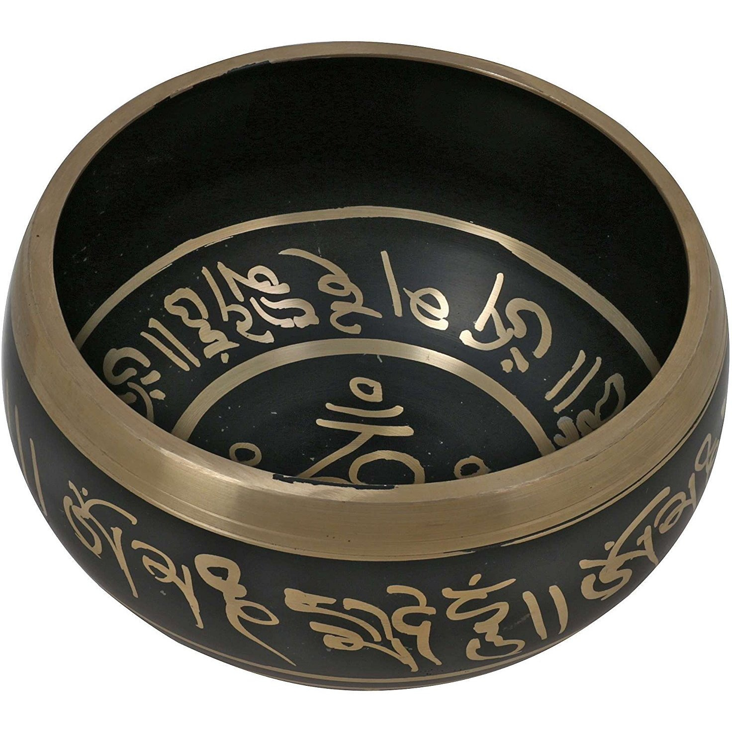 Winmaarc Buddhist Singing Bowl Meditation Tibetan Golden and Black Art Dcor 5.5 Inch