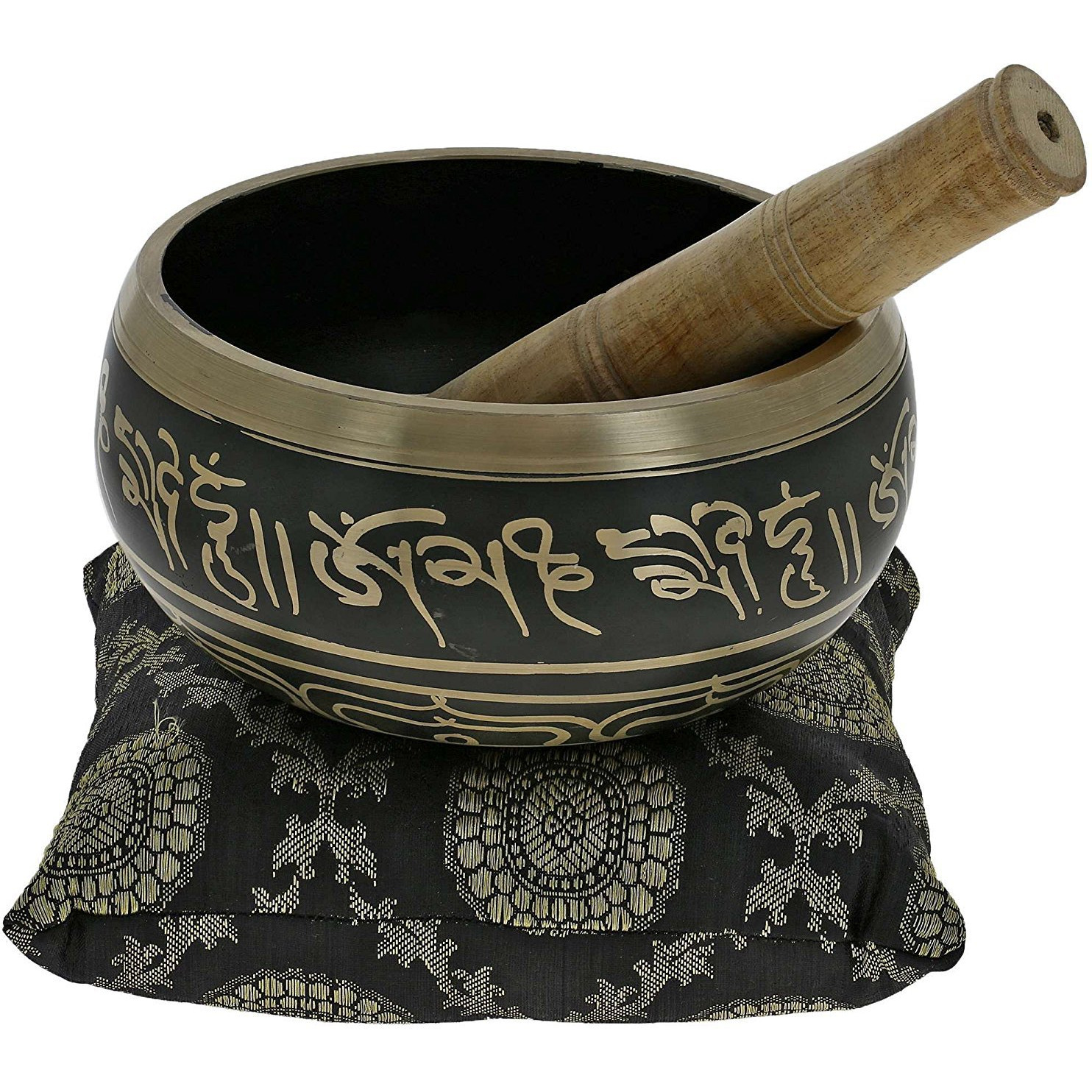 Winmaarc Buddhist Singing Bowl Meditation Tibetan Golden and Black Art Dcor 5.5 Inch