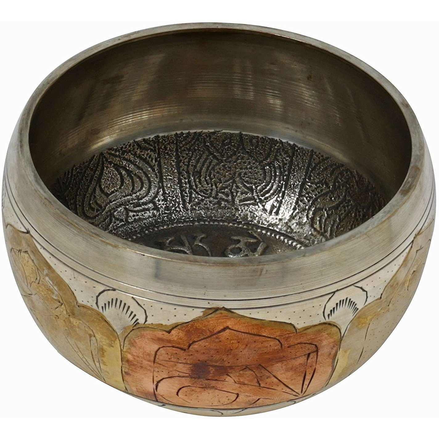 Winmaarc Tibetan Singing Bowl Meditation Copper and Silver Buddhist Dcor 4 Inch