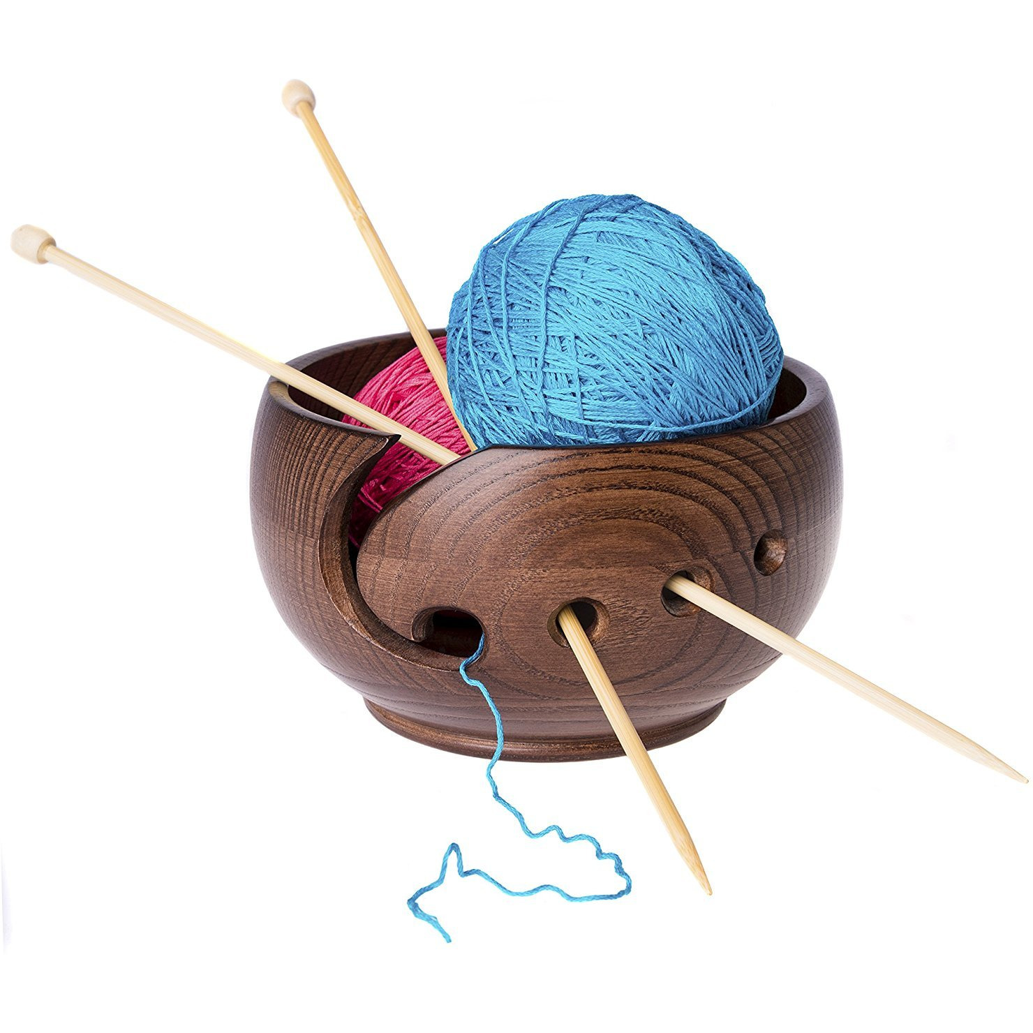 Winmaarc Yarn Bowl Wood Knitting Hooks and Crochet Accessories Holder
