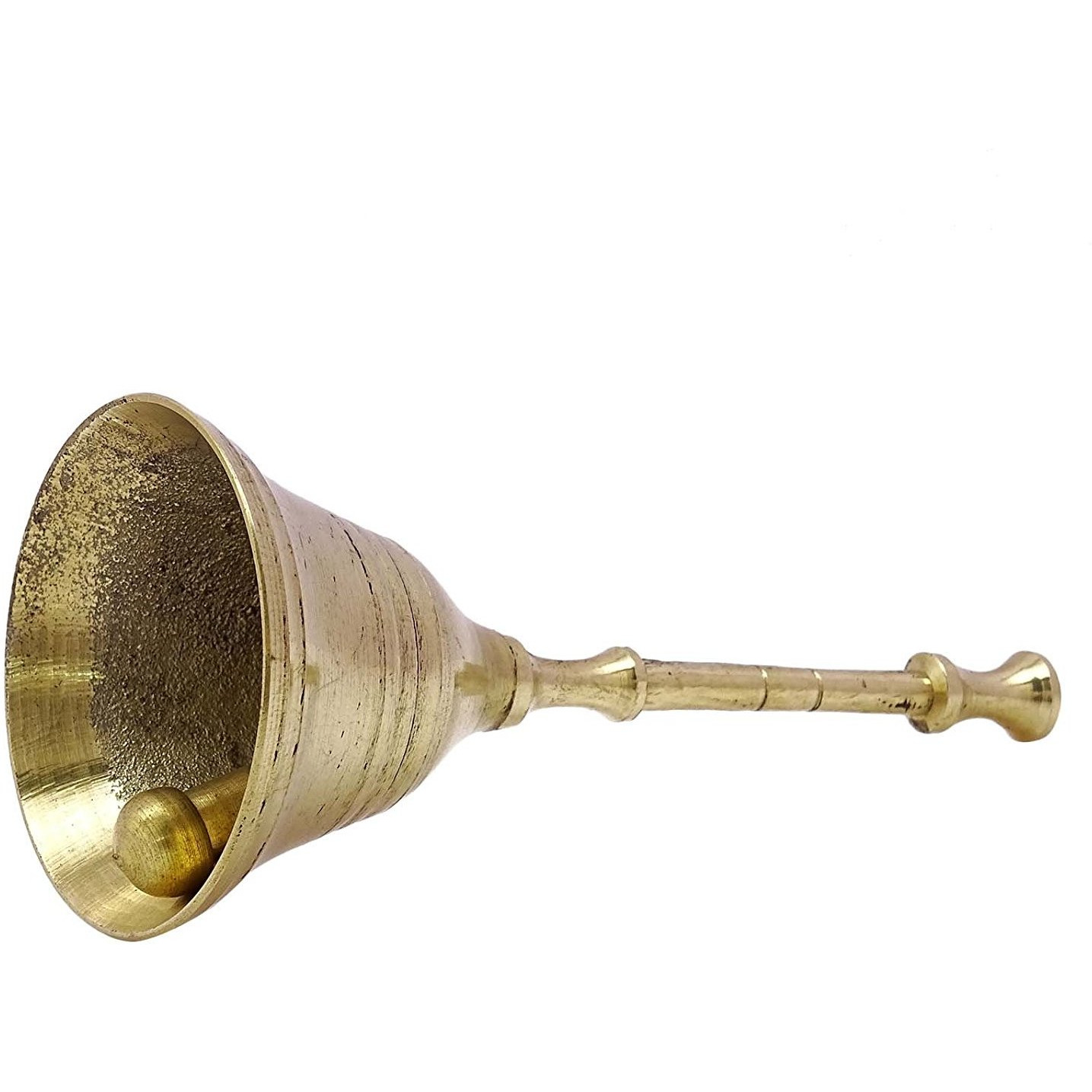 Winmaarc Traditional Religious Brass Gold Tone Hand Bell Handmade Prayer Bell Metal Art