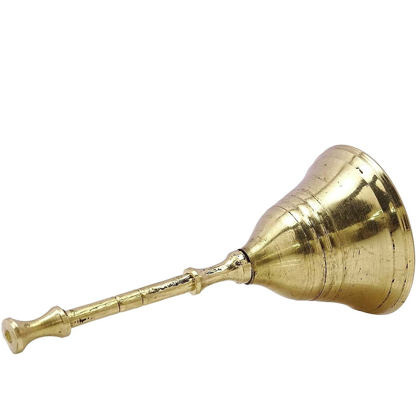 Winmaarc Traditional Religious Brass Gold Tone Hand Bell Handmade Prayer Bell Metal Art