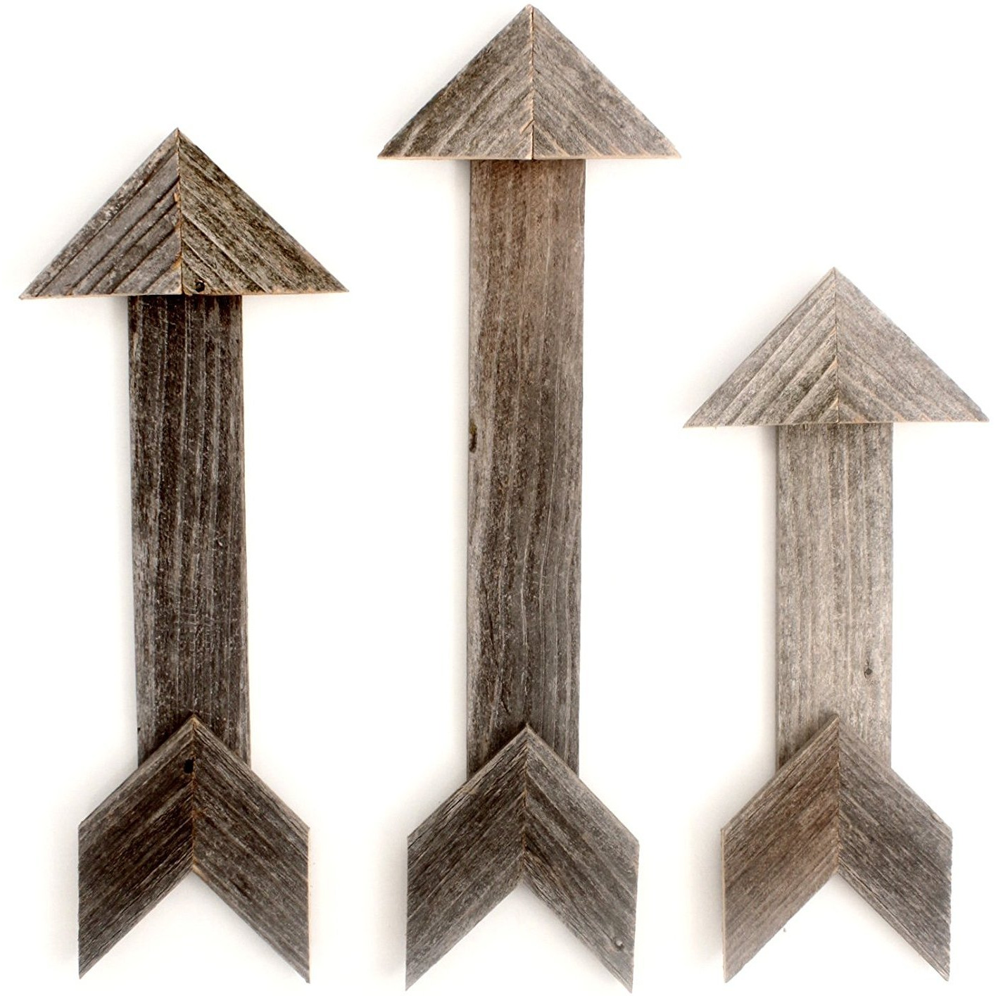 Winmaarc Wood Arrow Wall Decor Teer Barnwood Decorative Arrows Set of 3