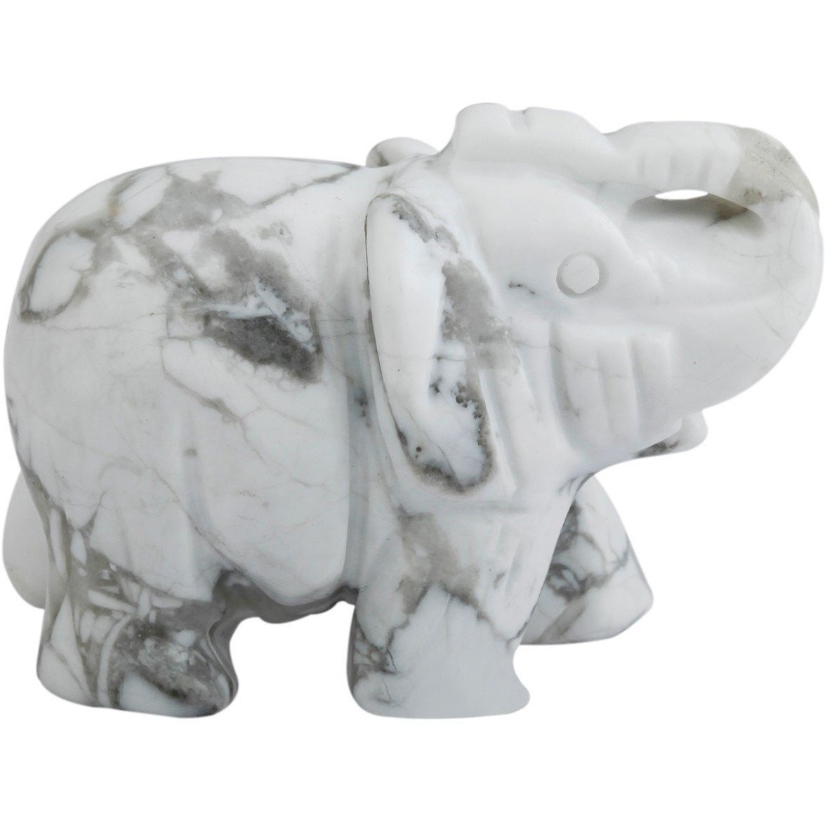 Winmaarc Healing Crystal Guardian White Howlite Turquoise Elephant Pocket Stone Figurines Carved Gemstone 2
