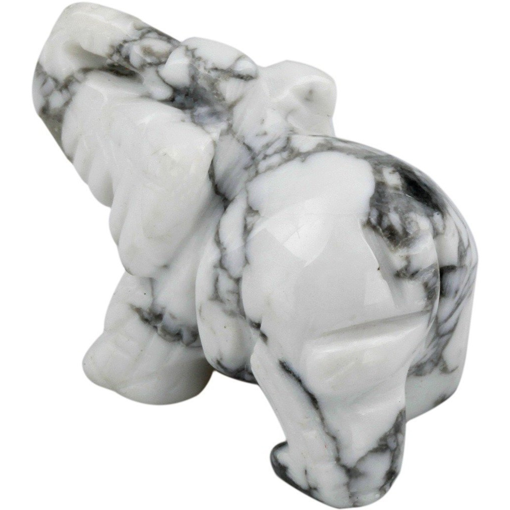 Winmaarc Healing Crystal Guardian White Howlite Turquoise Elephant Pocket Stone Figurines Carved Gemstone 2