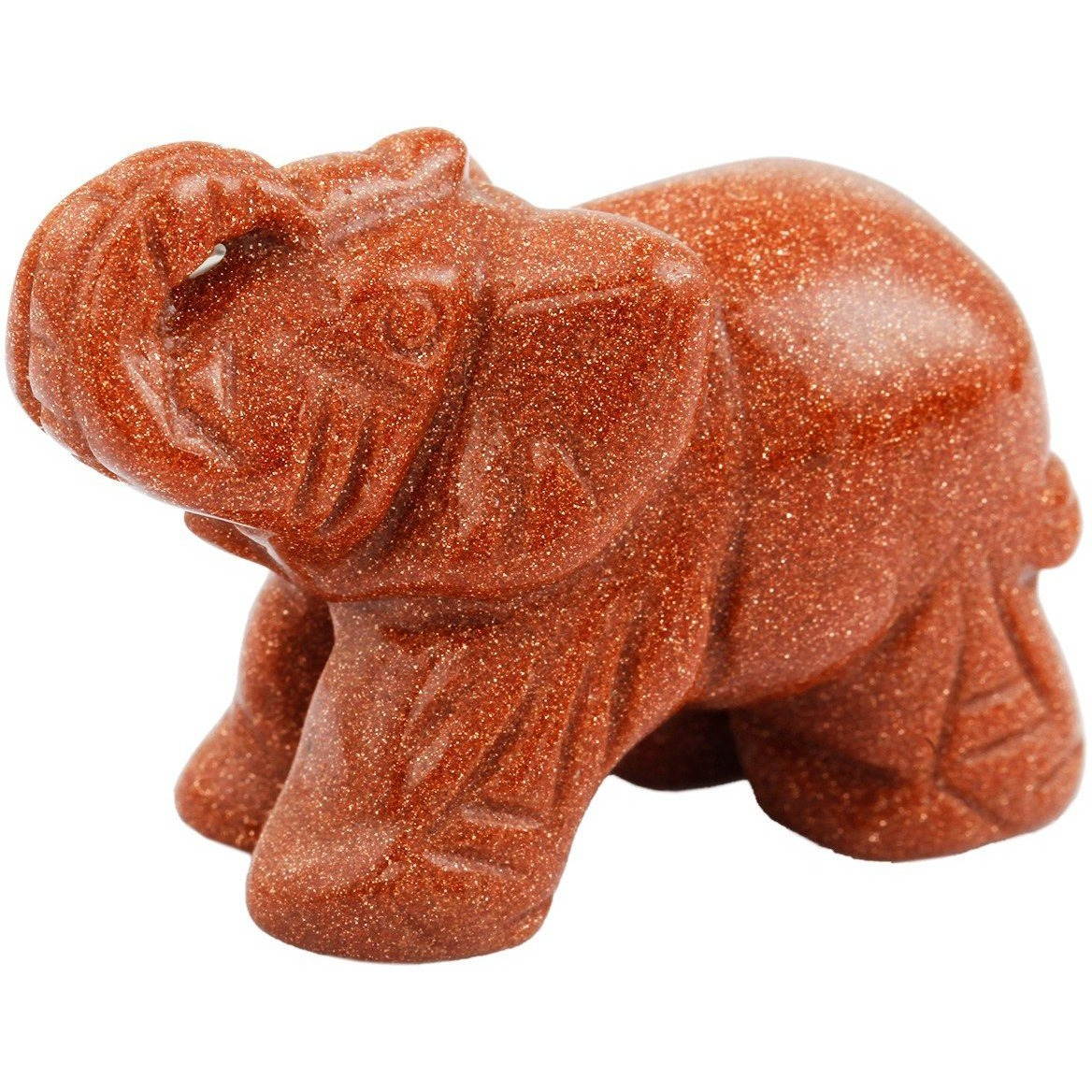Winmaarc Healing Crystal Guardian Gold Sand Stone Elephant Pocket Stone Figurines Carved Gemstone 2