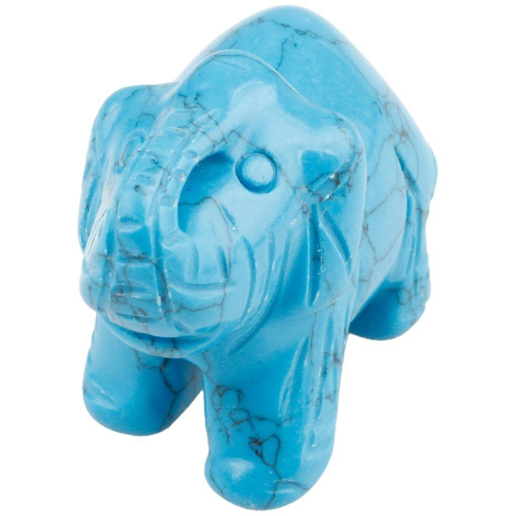 Winmaarc Healing Crystal Guardian Blue Howlite Turquoise Elephant Pocket Stone Figurines Carved Gemstone 3