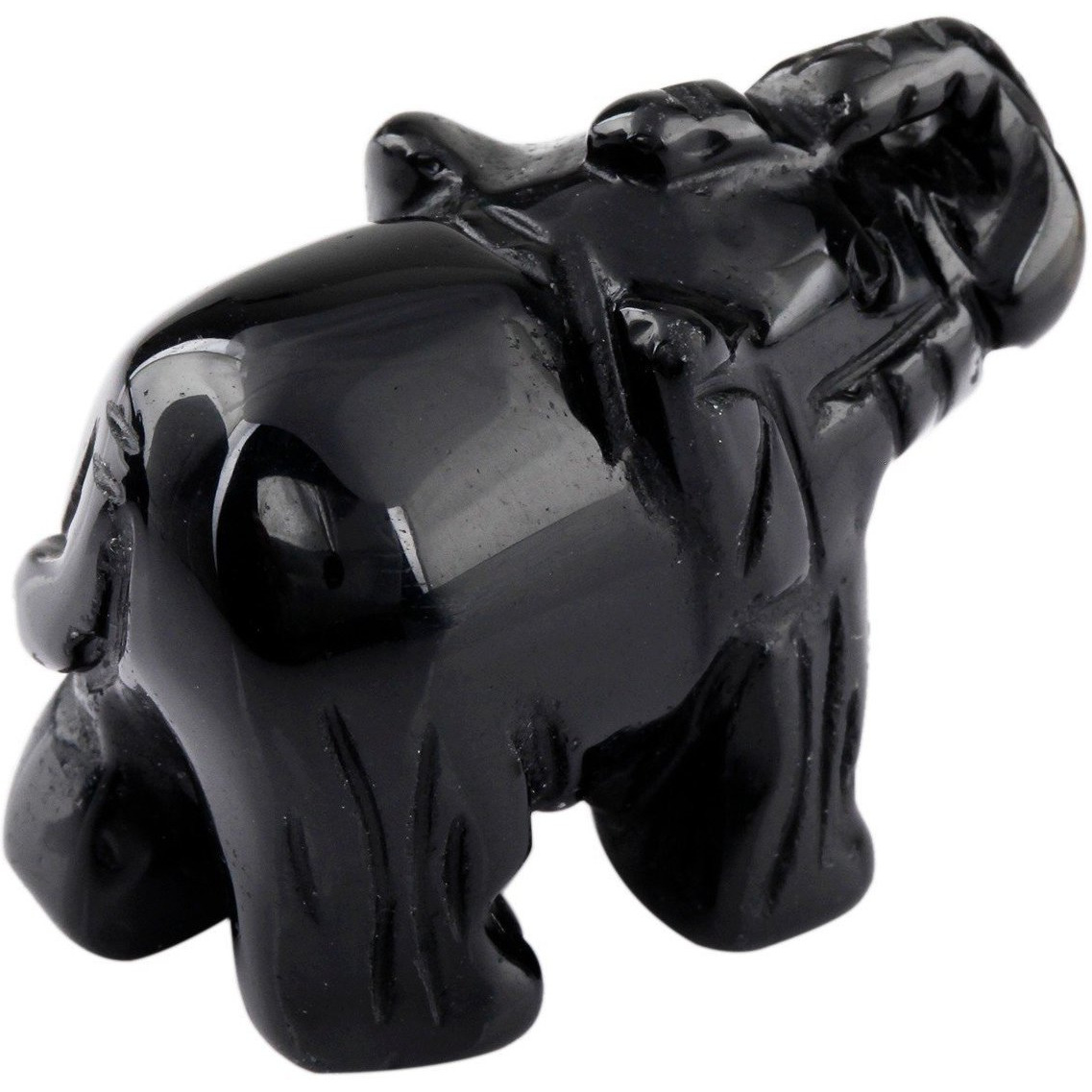 Winmaarc Healing Crystal Guardian Obsidian Elephant Pocket Stone Figurines Carved Gemstone 3