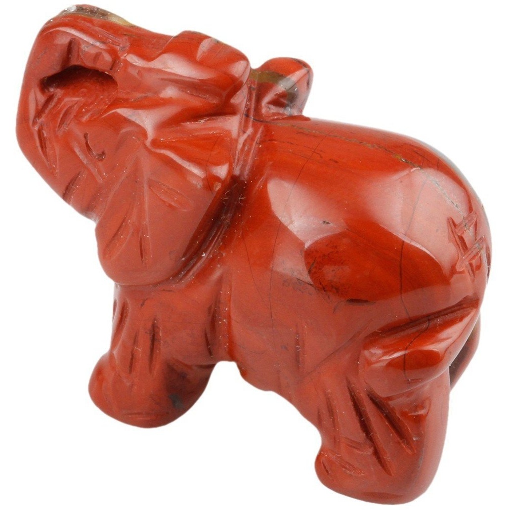 Winmaarc Healing Crystal Guardian Red Jasper Elephant Pocket Stone Figurines Carved Gemstone 3