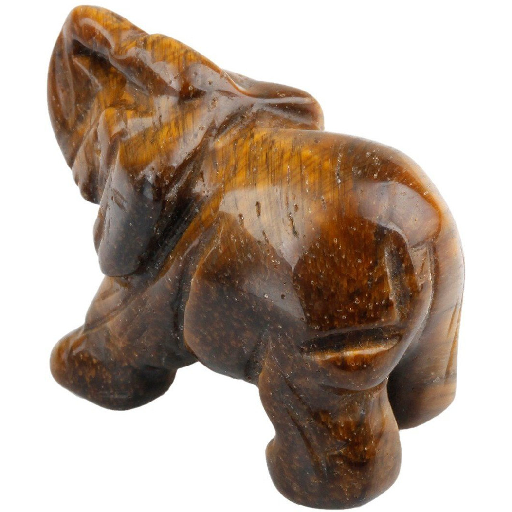 Winmaarc Healing Crystal Guardian Tigers Eye Elephant Pocket Stone Figurines Carved Gemstone 3