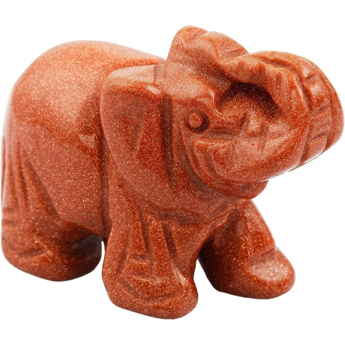 Winmaarc Healing Crystal Guardian Gold Sand Stone Elephant Pocket Stone Figurines Carved Gemstone 3