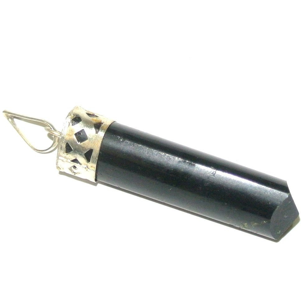 Winmaarc Black Tourmaline Crystal Gemstone Facet Pencil Point Wellness Reiki Pendulum