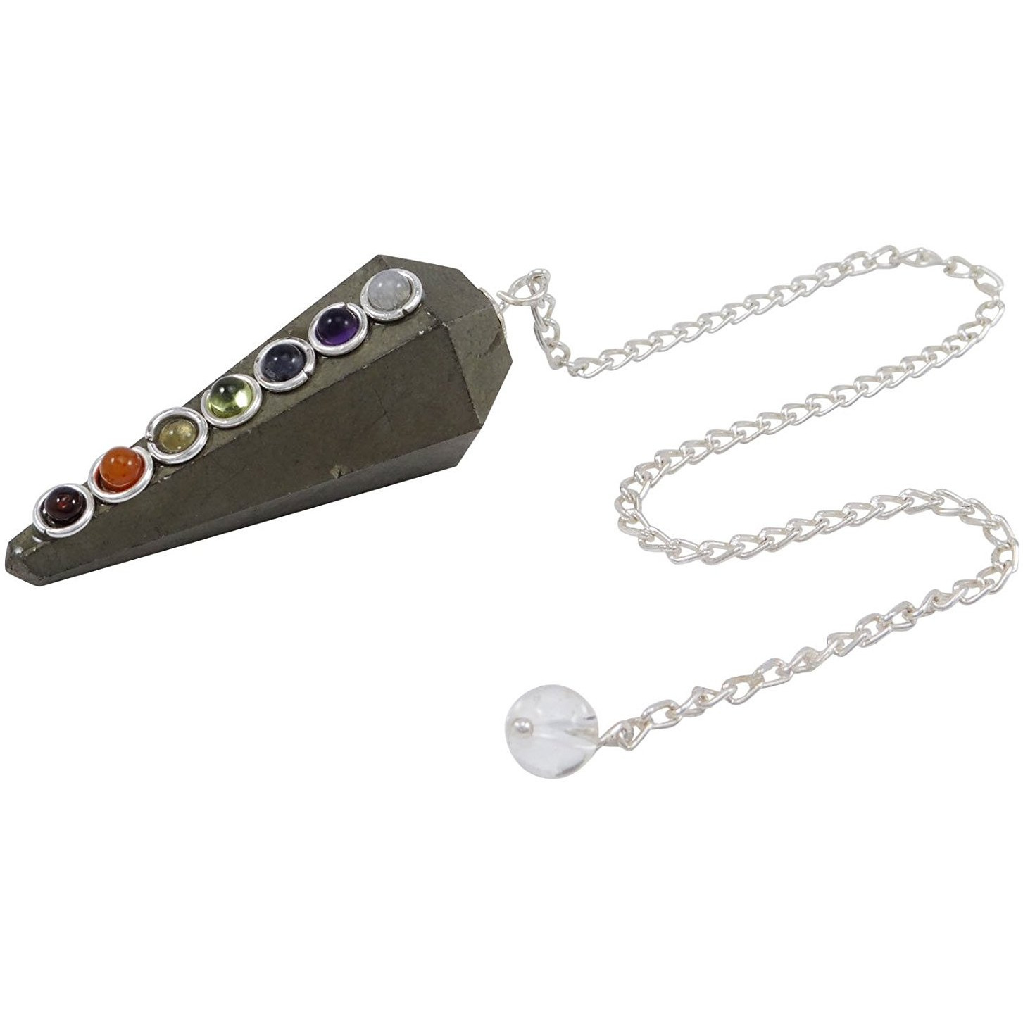 Winmaarc Dowsing Reiki Healing Crystal Pyrite Cone Pendulum Faceted Meditation Relaxation Massage Energy Generator