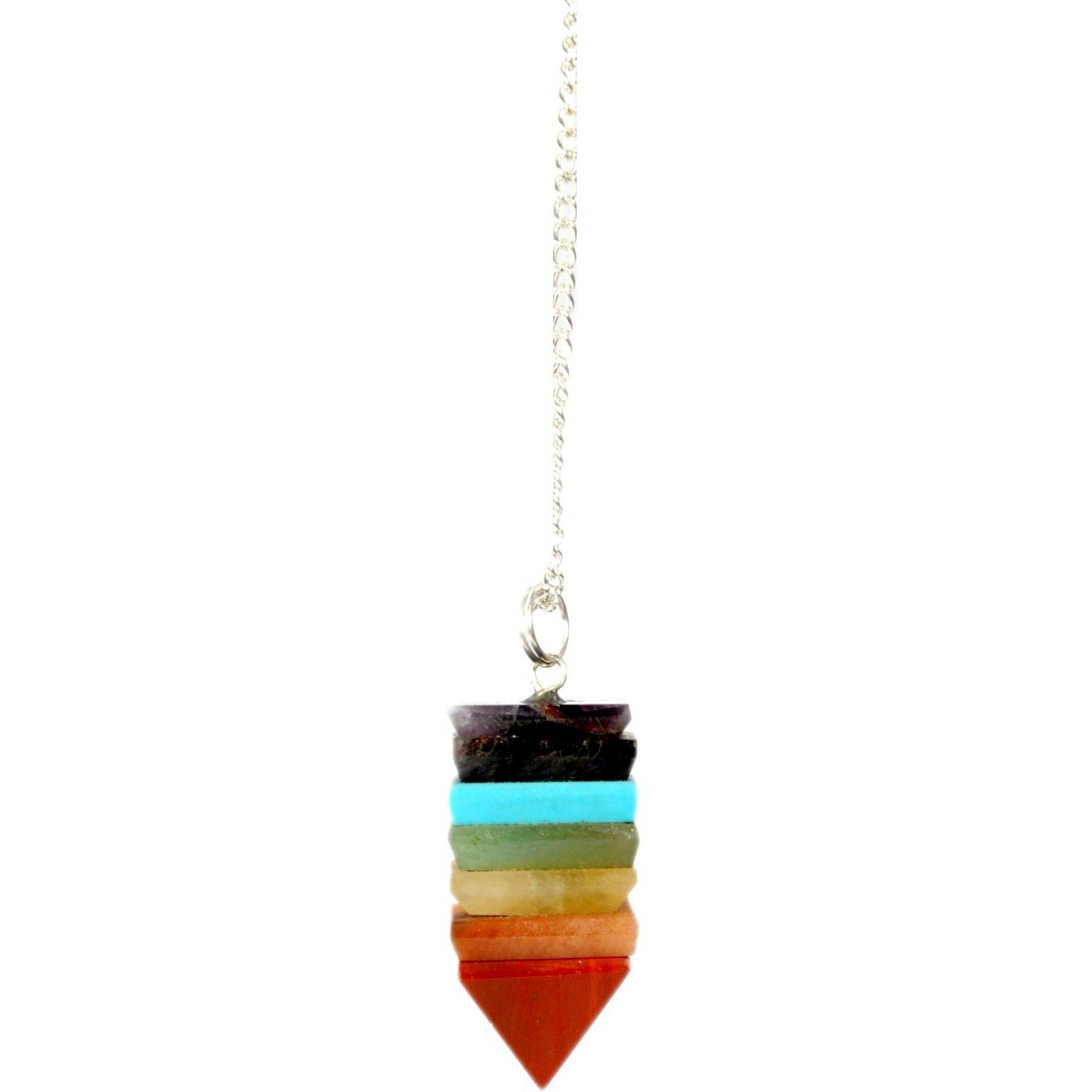 Winmaarc 7 Chakra Pyramid Bonded Pendulum Healing Dowsing Chakra Balancing Reiki Stone Pendulum