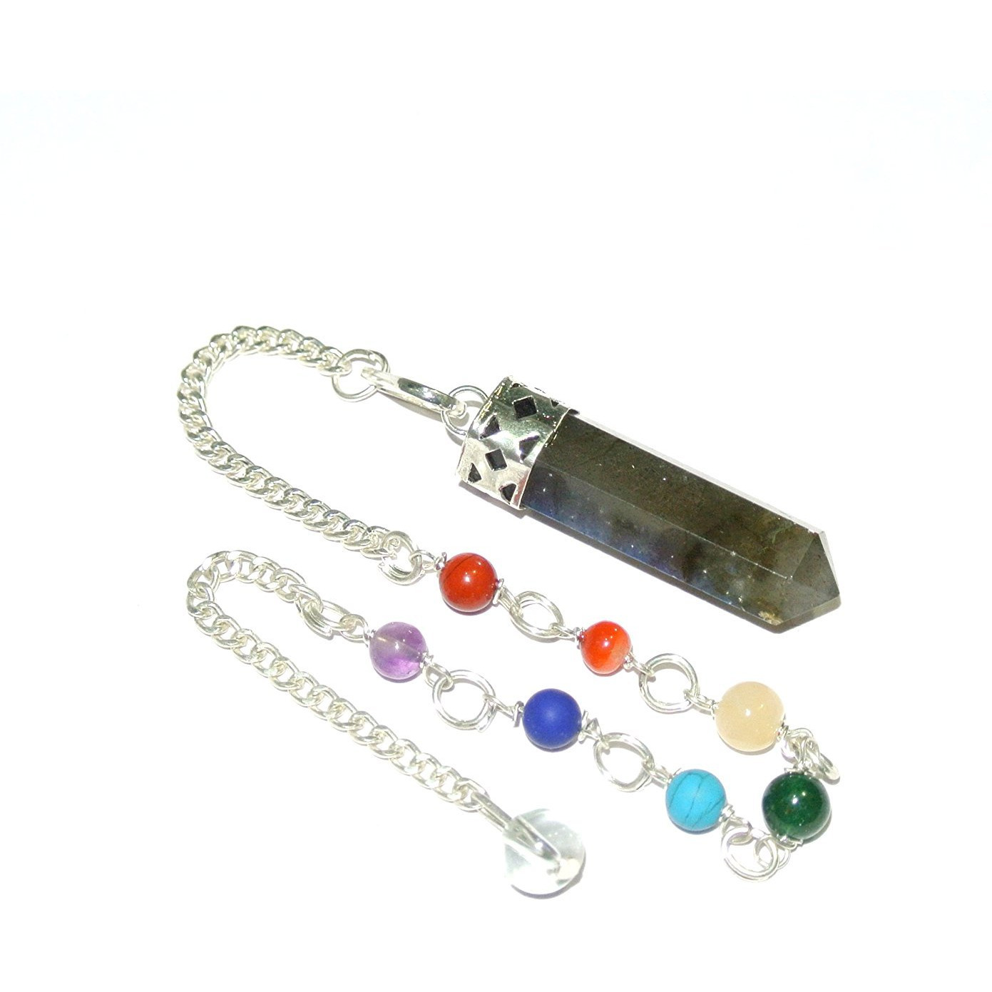 Winmaarc  Crystal Gemstone Facet Pencil Point Wellness Reiki Pendulum Labradorite