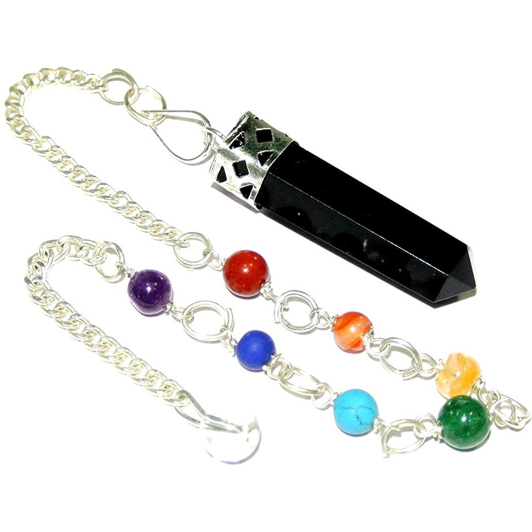 Winmaarc  Crystal Gemstone Facet Pencil Point Wellness Reiki Pendulum Black Tourmaline