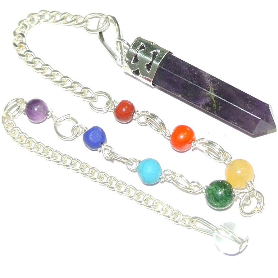 Winmaarc  Crystal Gemstone Facet Pencil Point Wellness Reiki Pendulum Amethyst