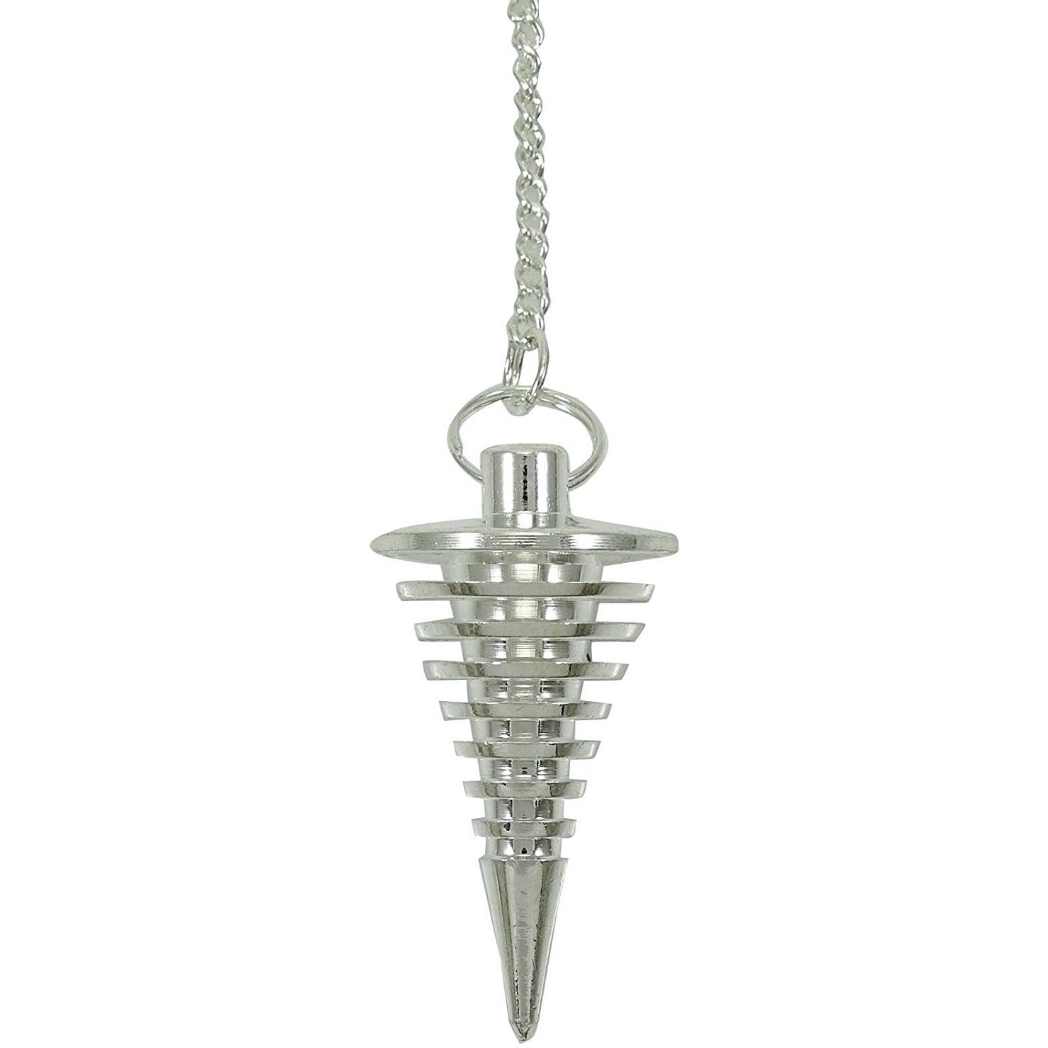 Winmaarc Brass Silver Tone Disc Cone Egyptian Dowsing Pendulum Spiritual Gift Reiki Healing Crystal