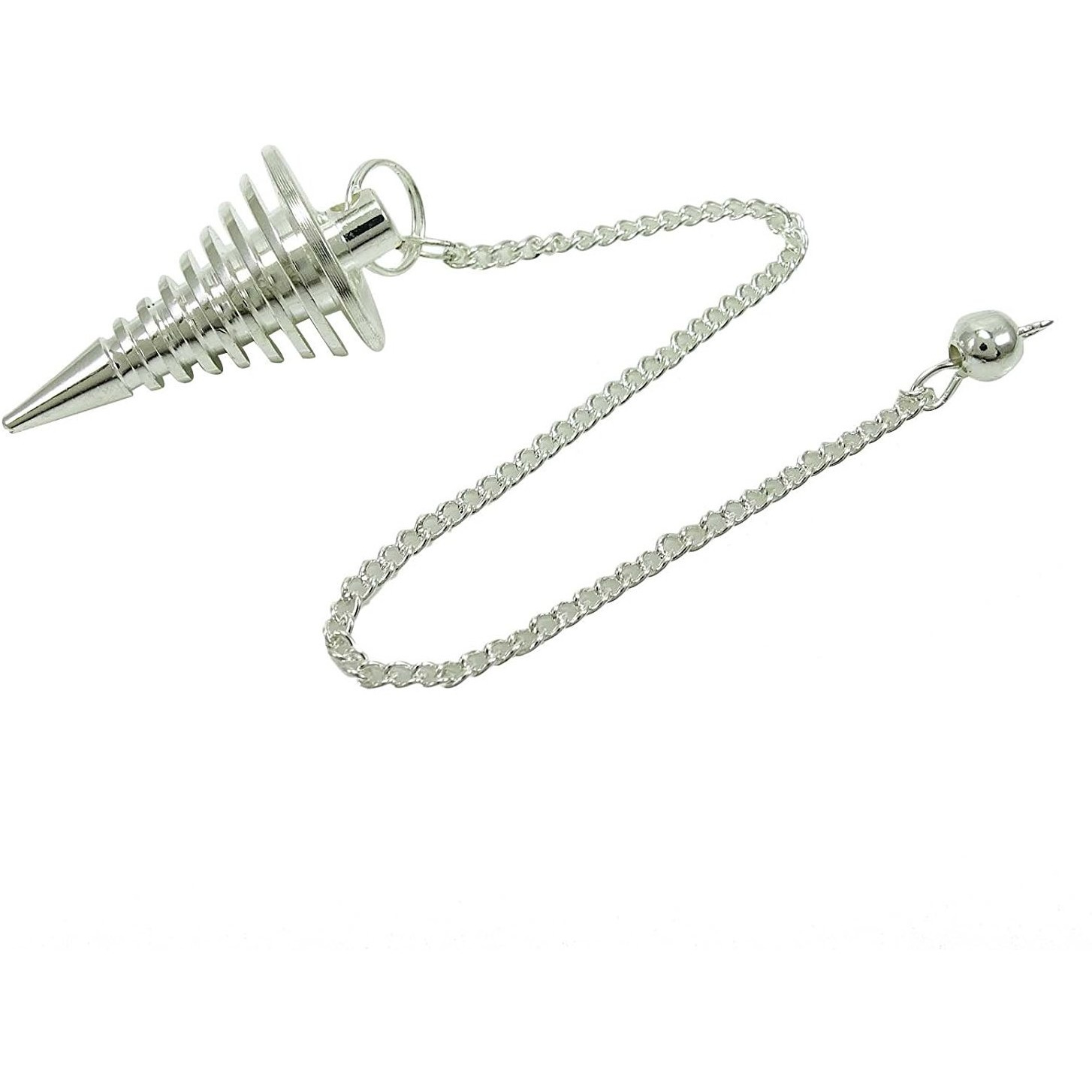 Winmaarc Brass Silver Tone Disc Cone Egyptian Dowsing Pendulum Spiritual Gift Reiki Healing Crystal