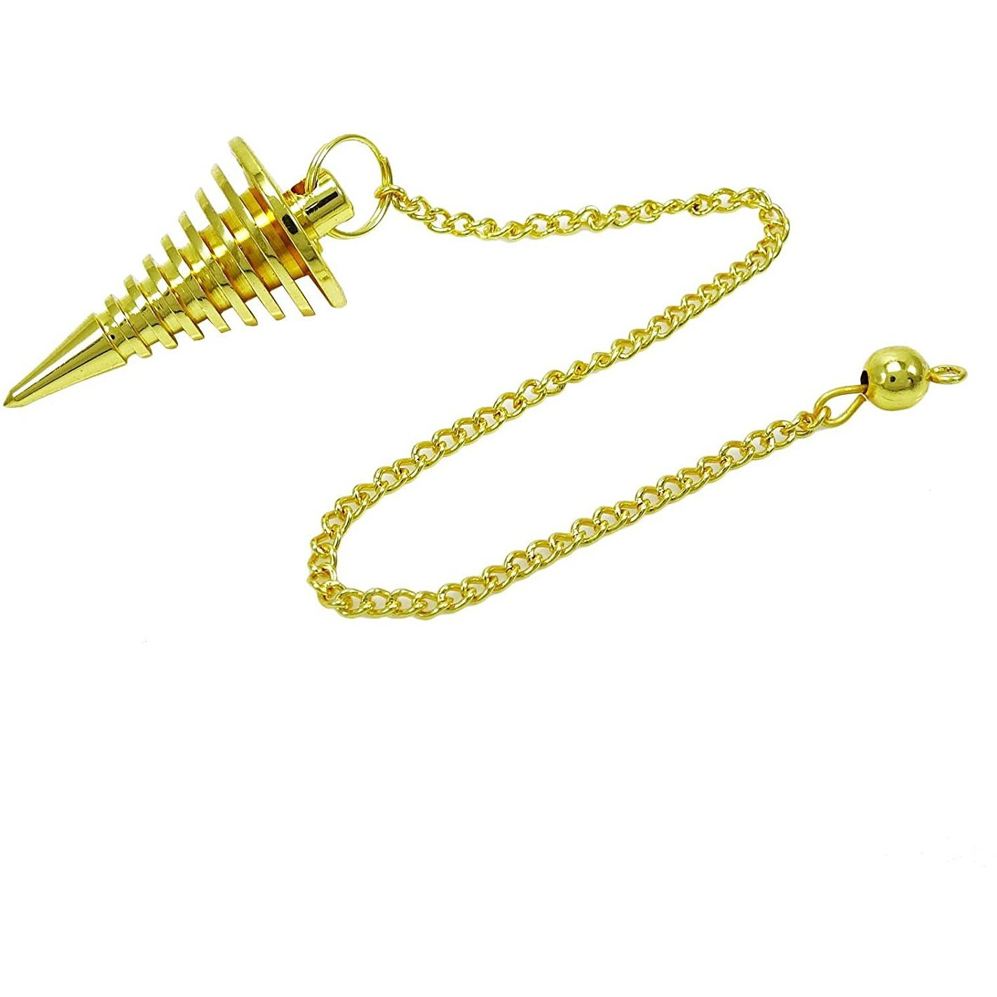 Winmaarc Brass Gold Tone Disc Cone Egyptian Dowsing Pendulum Spiritual Gift Reiki Healing Crystal