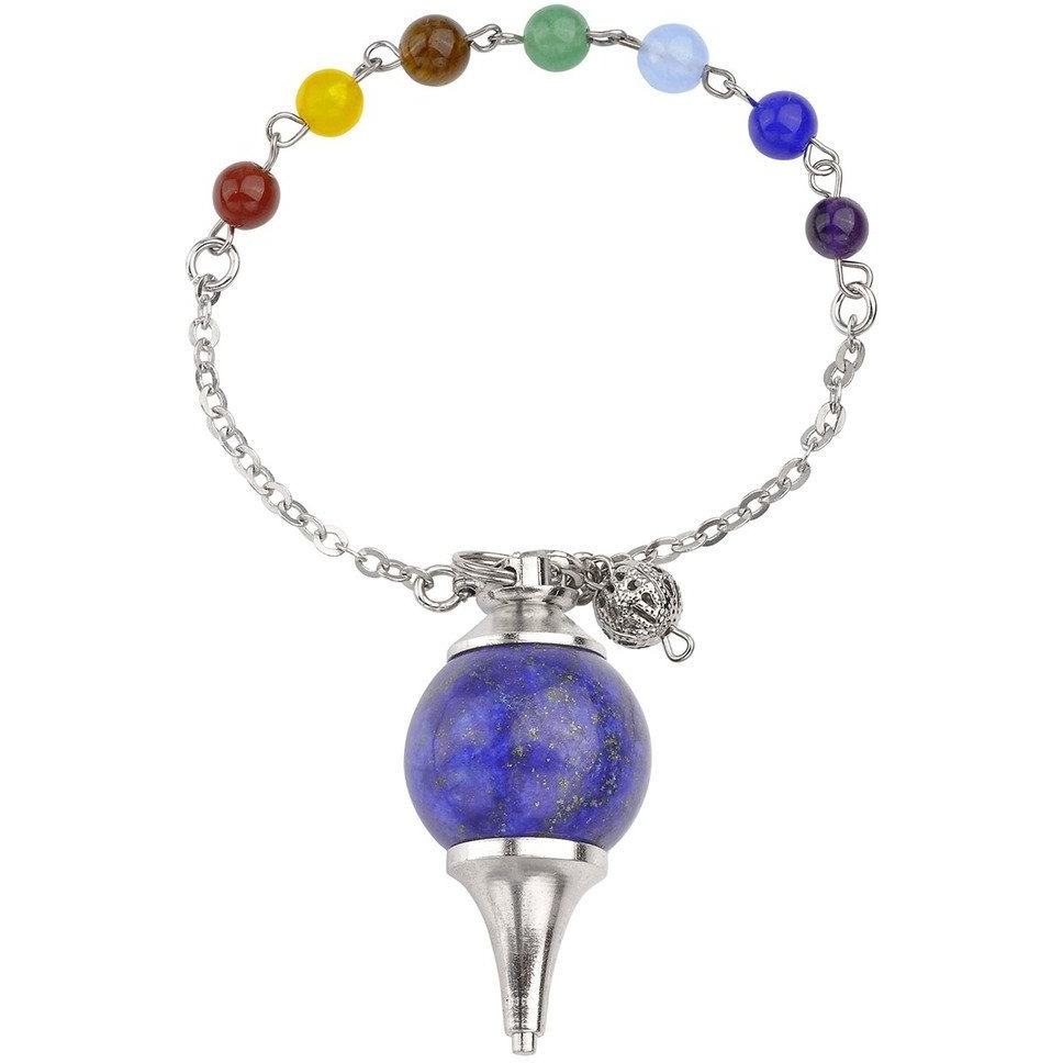 Winmaarc Beautiful Pendulum Dowsing Chakra Healing Pendant Bracelet Combination With 7 Chakras Gemstone Chain