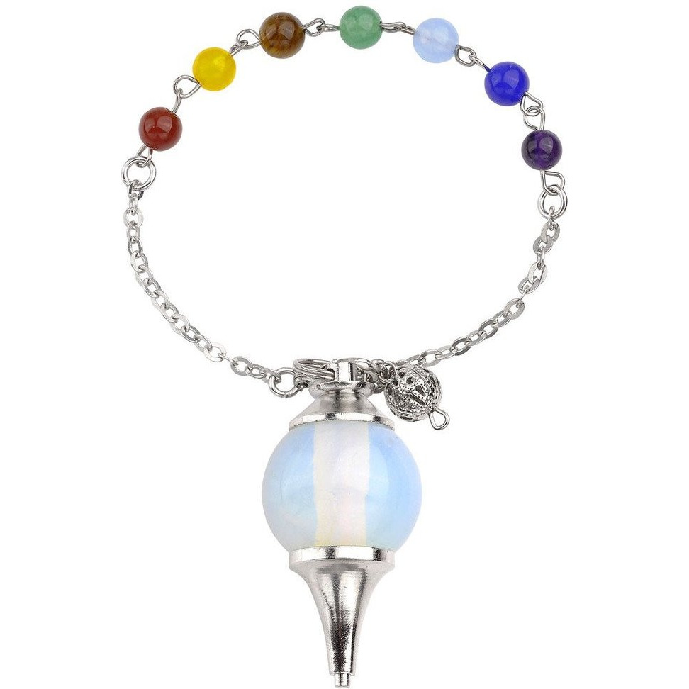 Winmaarc Beautiful Pendulum Dowsing Chakra Healing Pendant Bracelet Combination With 7 Chakras Gemstone Chain