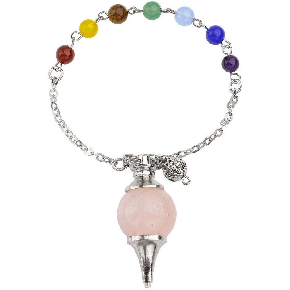 Winmaarc Beautiful Pendulum Dowsing Chakra Healing Pendant Bracelet Combination With 7 Chakras Gemstone Chain