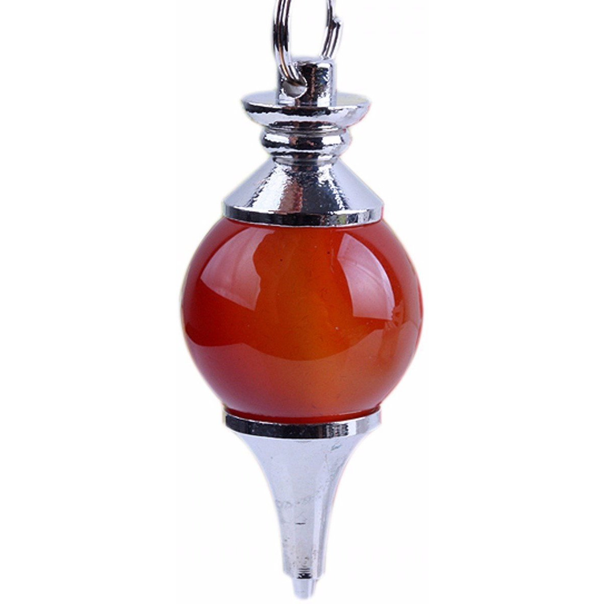 Winmaarc Gemstone Pendulum Dowsing Divitation Reiki Round Sphere Chain Red Agate