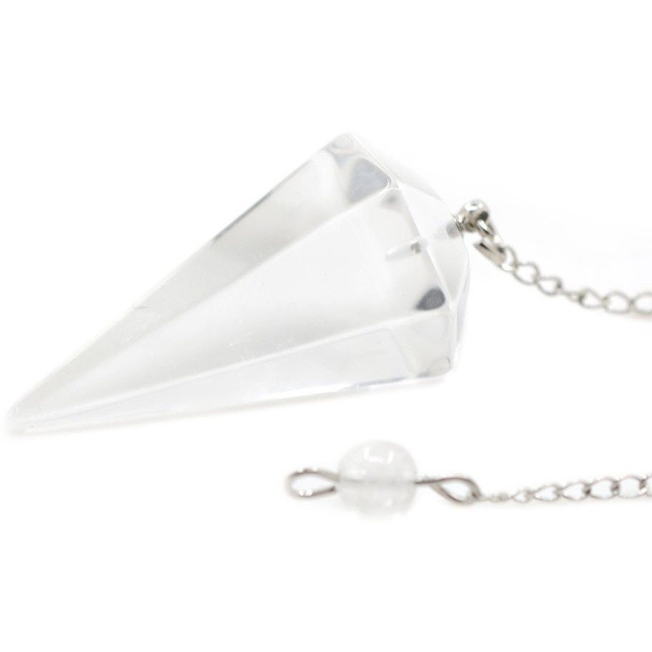 Winmaarc Clear Quartz Gemstone Rock Crystal Hexagonal Pointed Reiki Chakra Pendant Pendulum