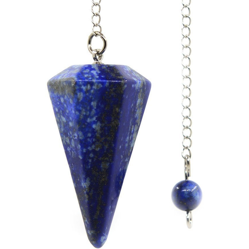 Winmaarc Lapis Lazuli Gemstone Rock Crystal Hexagonal Pointed Reiki Chakra Pendant Pendulum