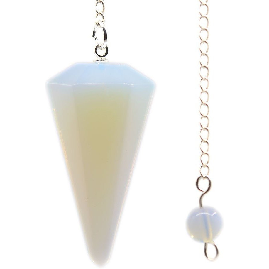Winmaarc Opalite Gemstone Rock Crystal Hexagonal Pointed Reiki Chakra Pendant Pendulum