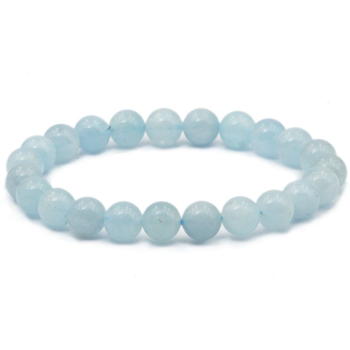 Winmaarc Aquamarine Natural Gemstone Round Beads Stretch Bracelet Healing Reiki 8mm